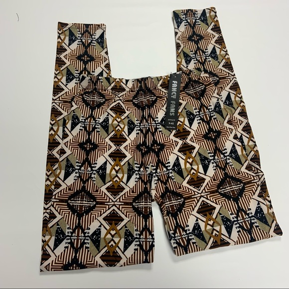 Fancy fans patterned leggings one size NEW - Picture 2 of 5